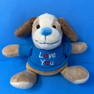 Walmart Blue Nose Plush Dog 8 inch Tan Blue Love You Shirt Valentines Stuffed